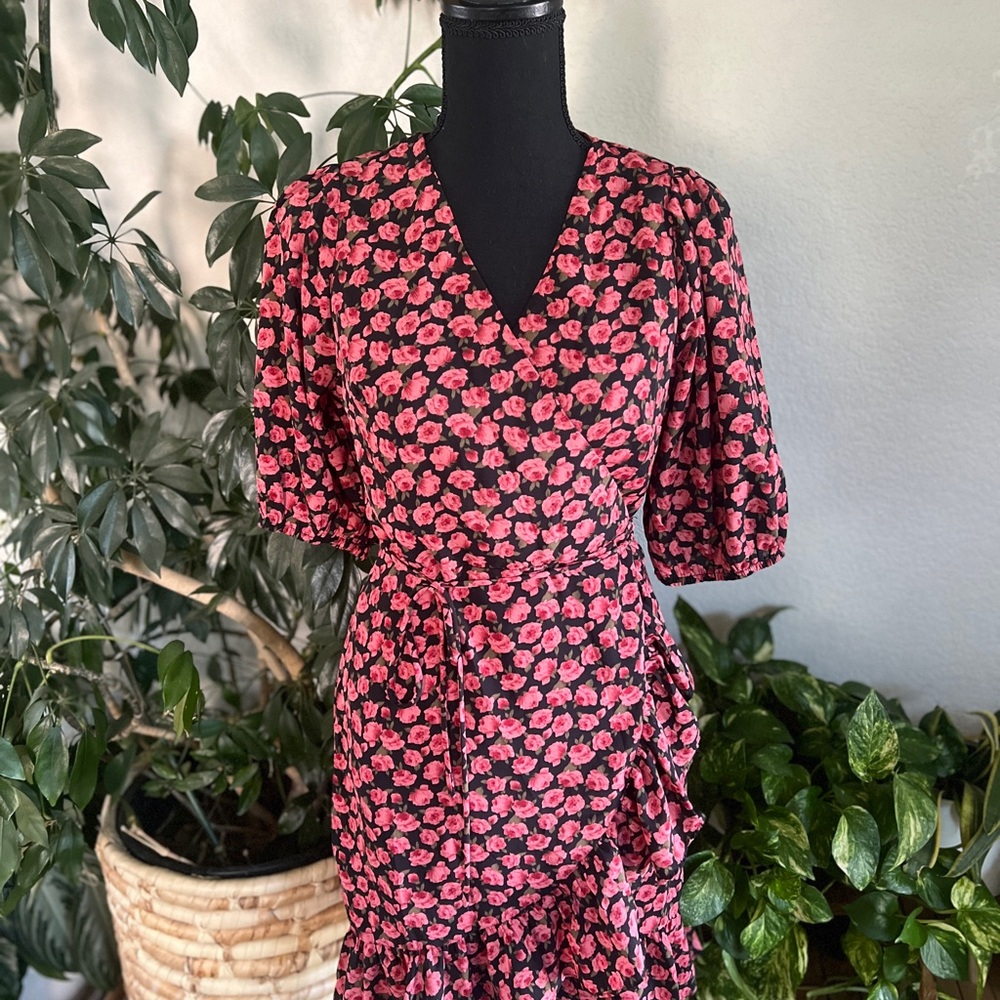 Nasty Gal Red and White Ruched Wrap Sundress